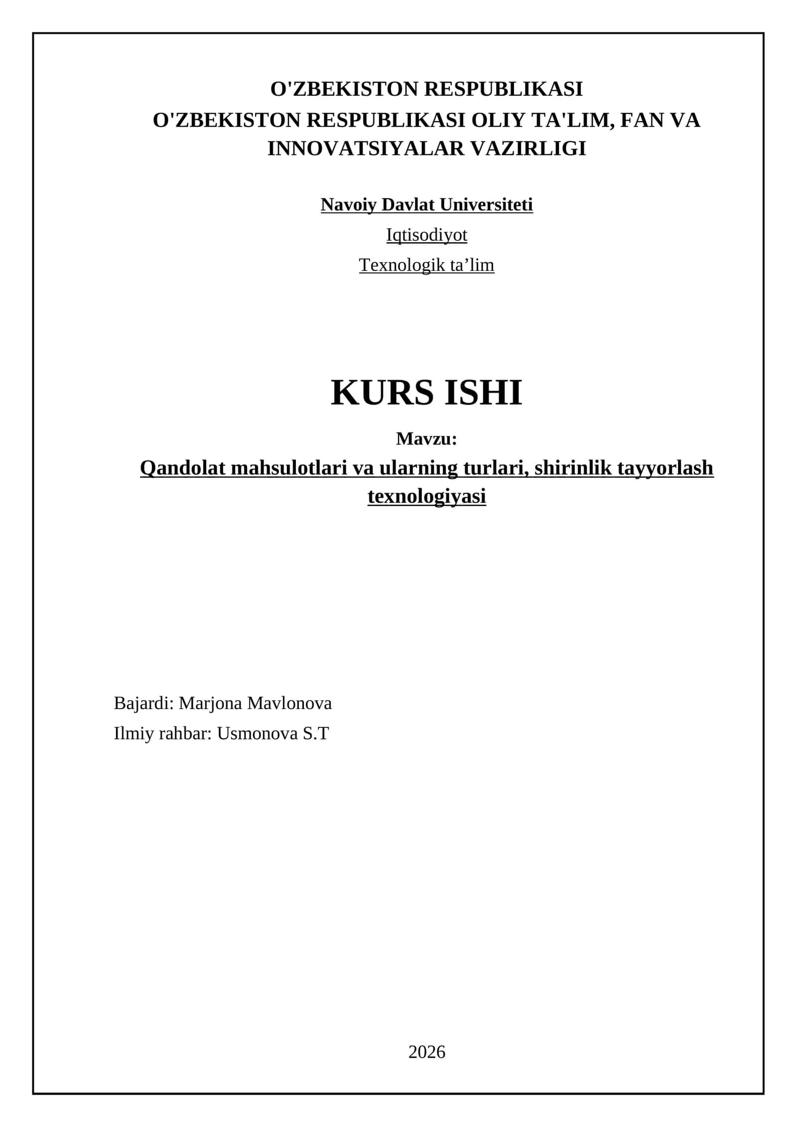 Qandolat mahsulotlari va ularning turlari, shirinlik tayyorlash texnologiyasi 1