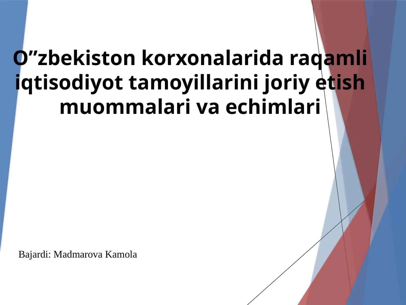 O”zbekiston korxonalari daraqamli iqtisodiyot tamoyillarini joriy etish muammolari va echimlari 1