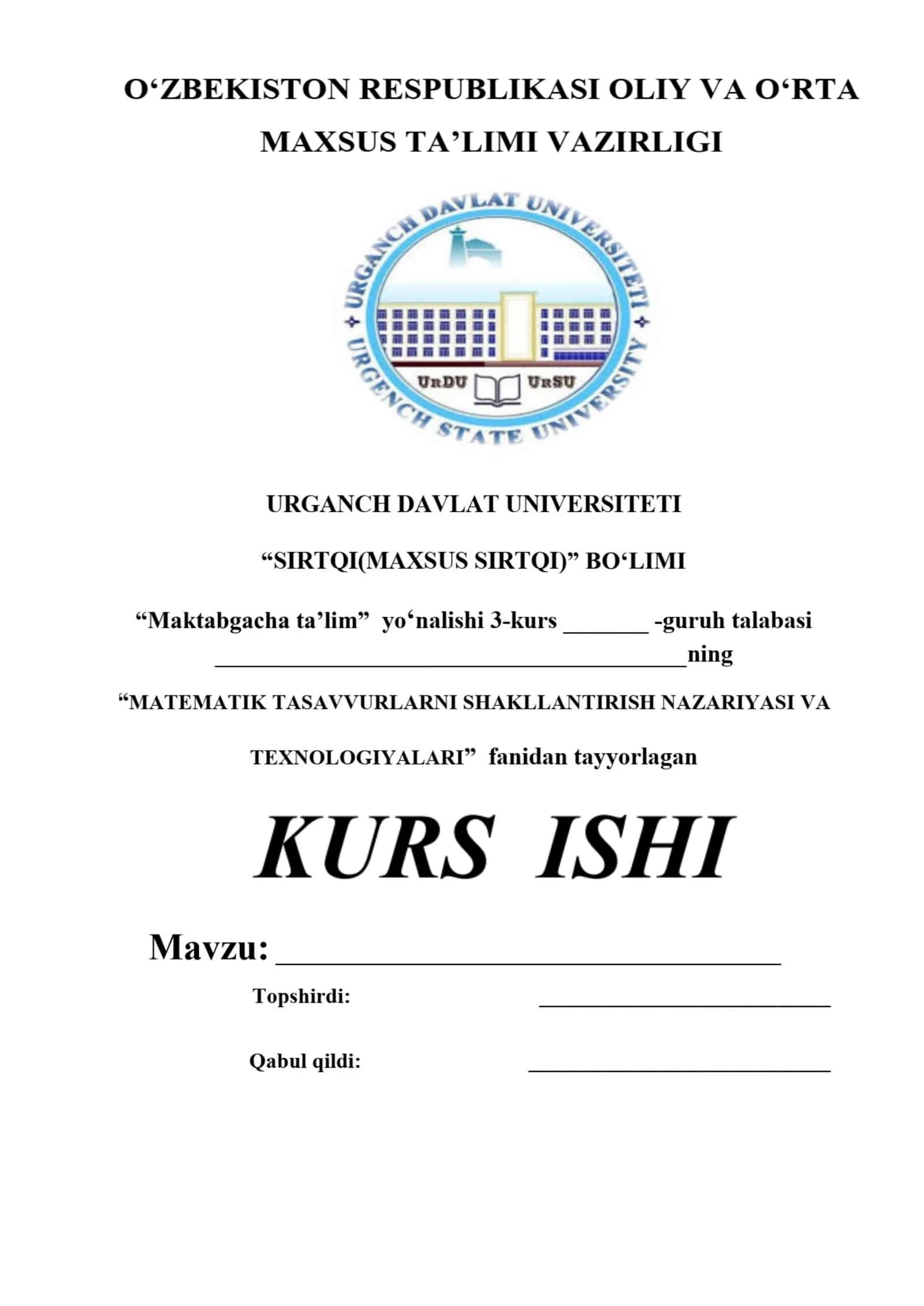 Kirish. Maktabgacha ta’lim tashkilotlarida matematik tasavvurlarni shakllantirish yuzasidan metodik ishlarning mazmuni 1