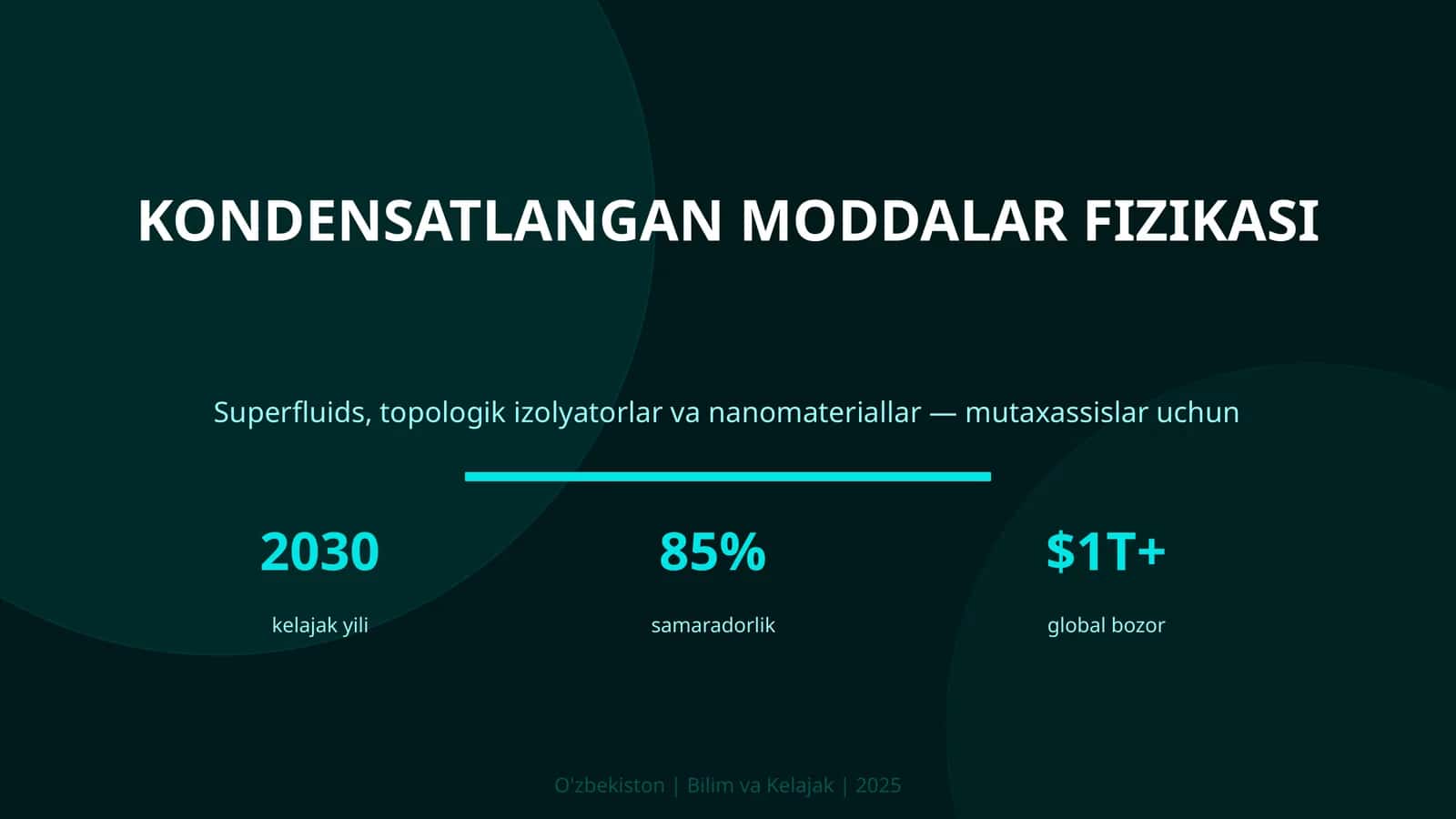 KONDENSATLANGAN MODDALAR FIZIKASI 1