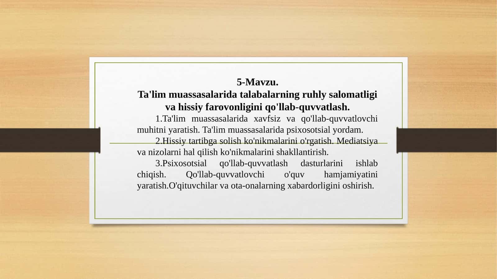 Ta'lim muassasalarida talabalarning ruhiy salomatligi va hissiy farovonligini qo'llab-quvvatlash 1