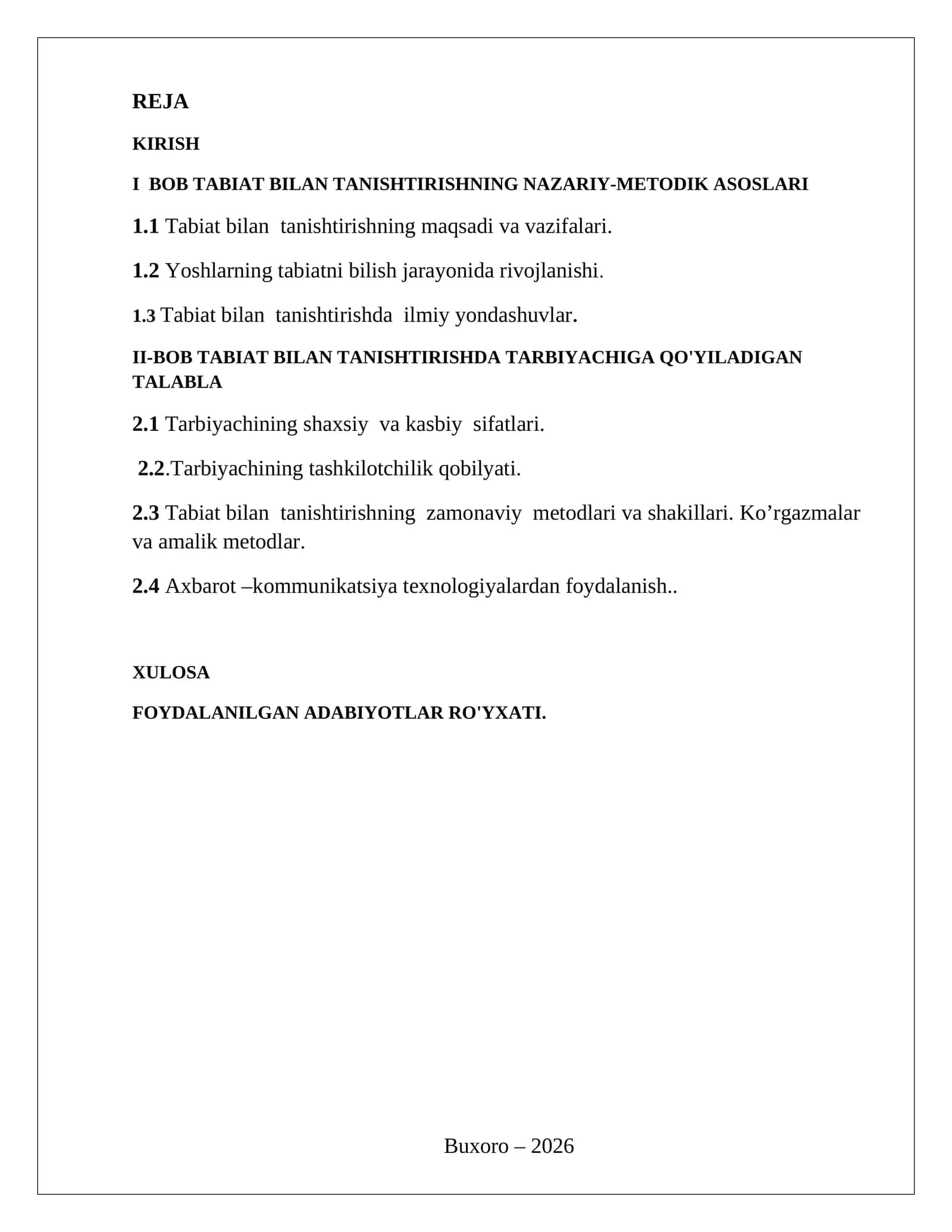 TABIAT BILAN TANISHTIRISHNING NAZARIY-METODIK ASOSLARI 1