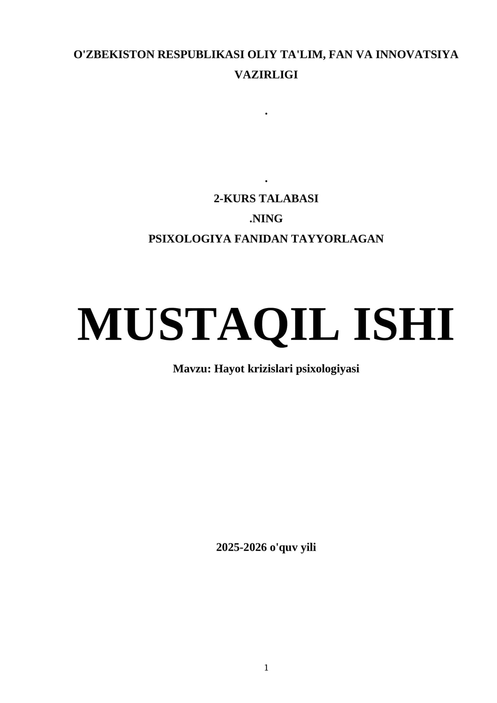 Hayot krizislari psixologiyasi 1