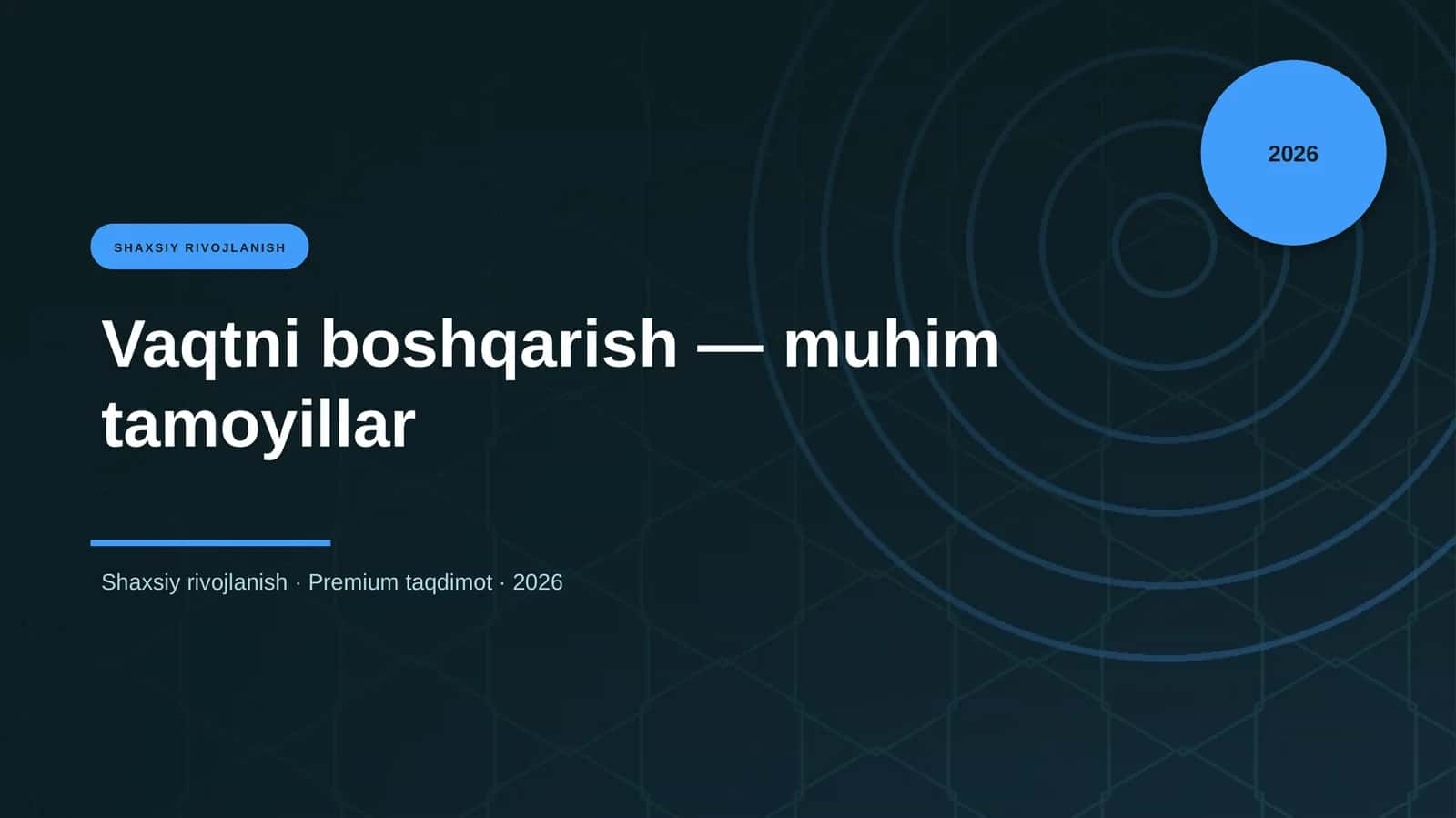 Vaqtni boshqarish — muhim tamoyillar 1