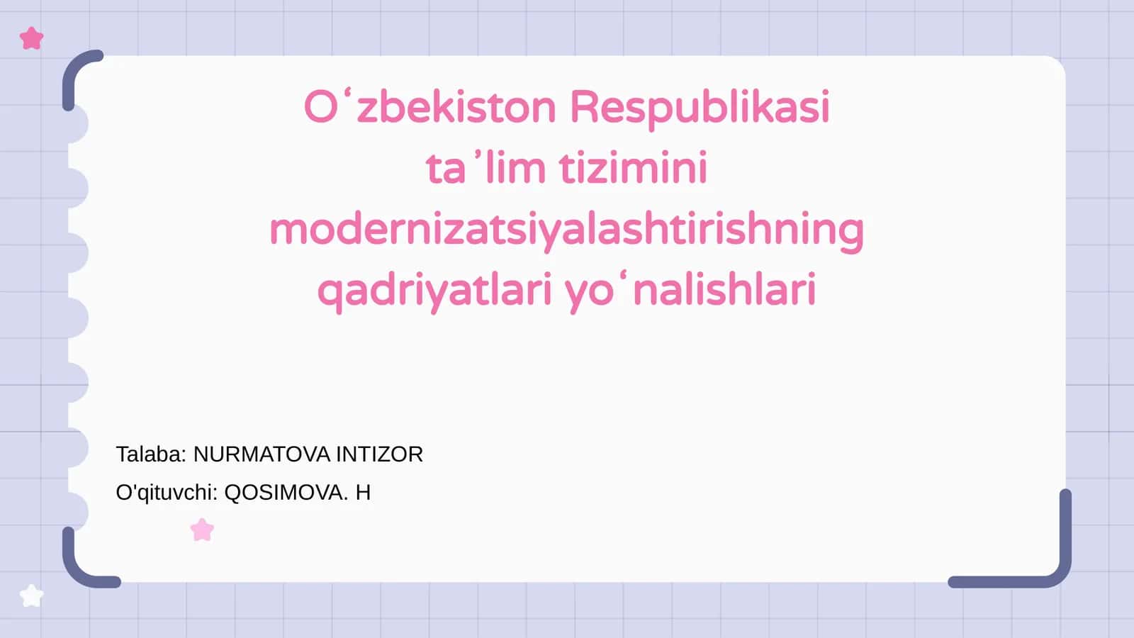 Oʻzbekiston Respublikasi taʼlim tizimini modernizatsiyalashtirishning qadriyatlari yoʻnalishlari 1