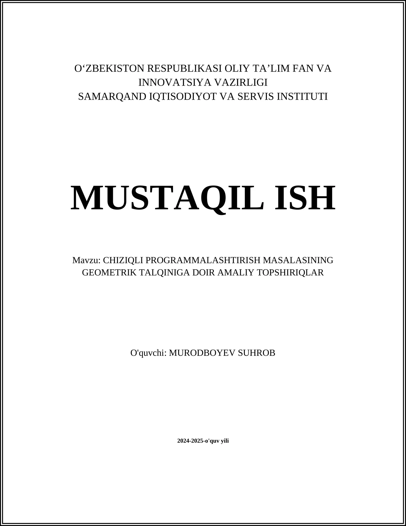 CHIZIQLI PROGRAMMALASHTIRISH 1