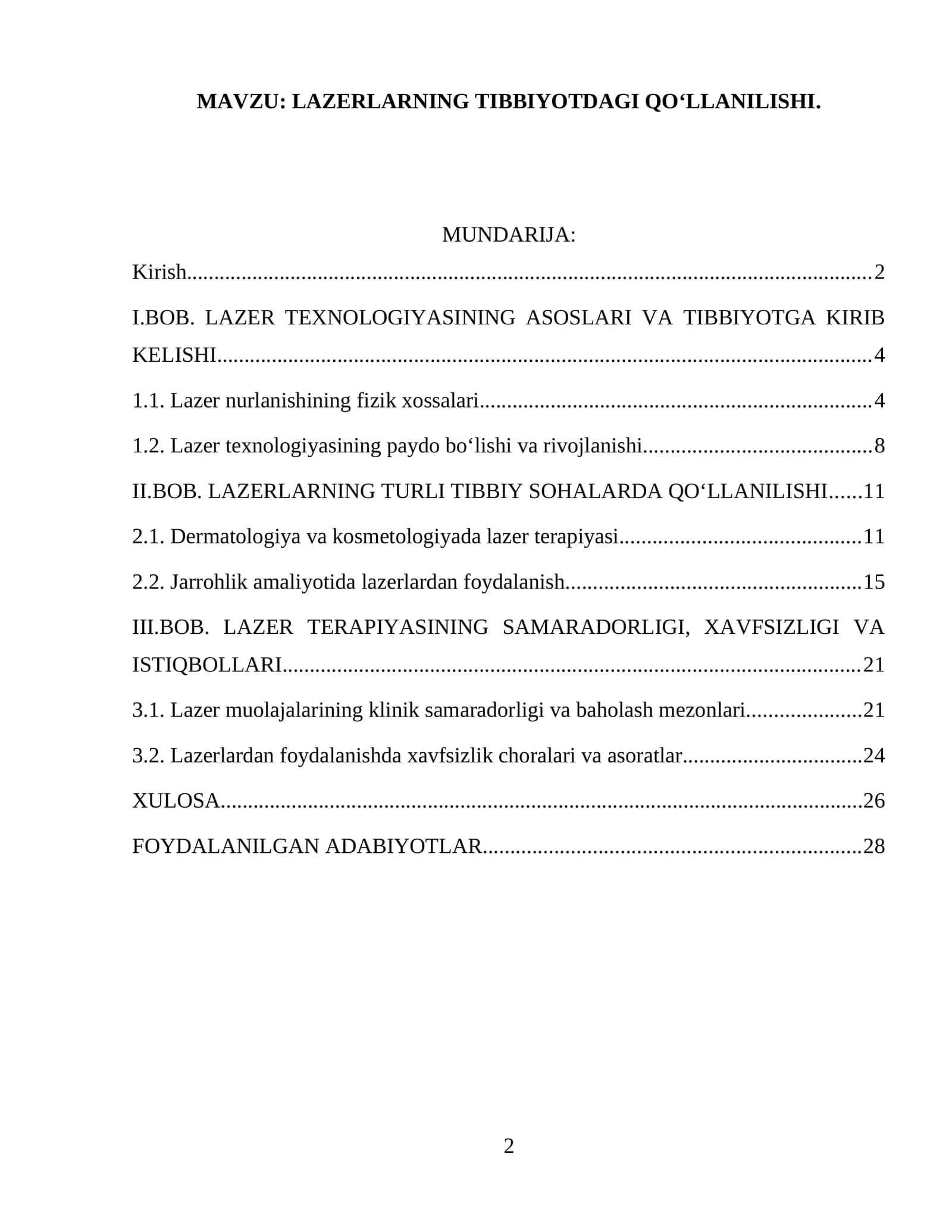 LAZERLARNING TIBBIYOTDAGI QOʻLLANILISHI 1