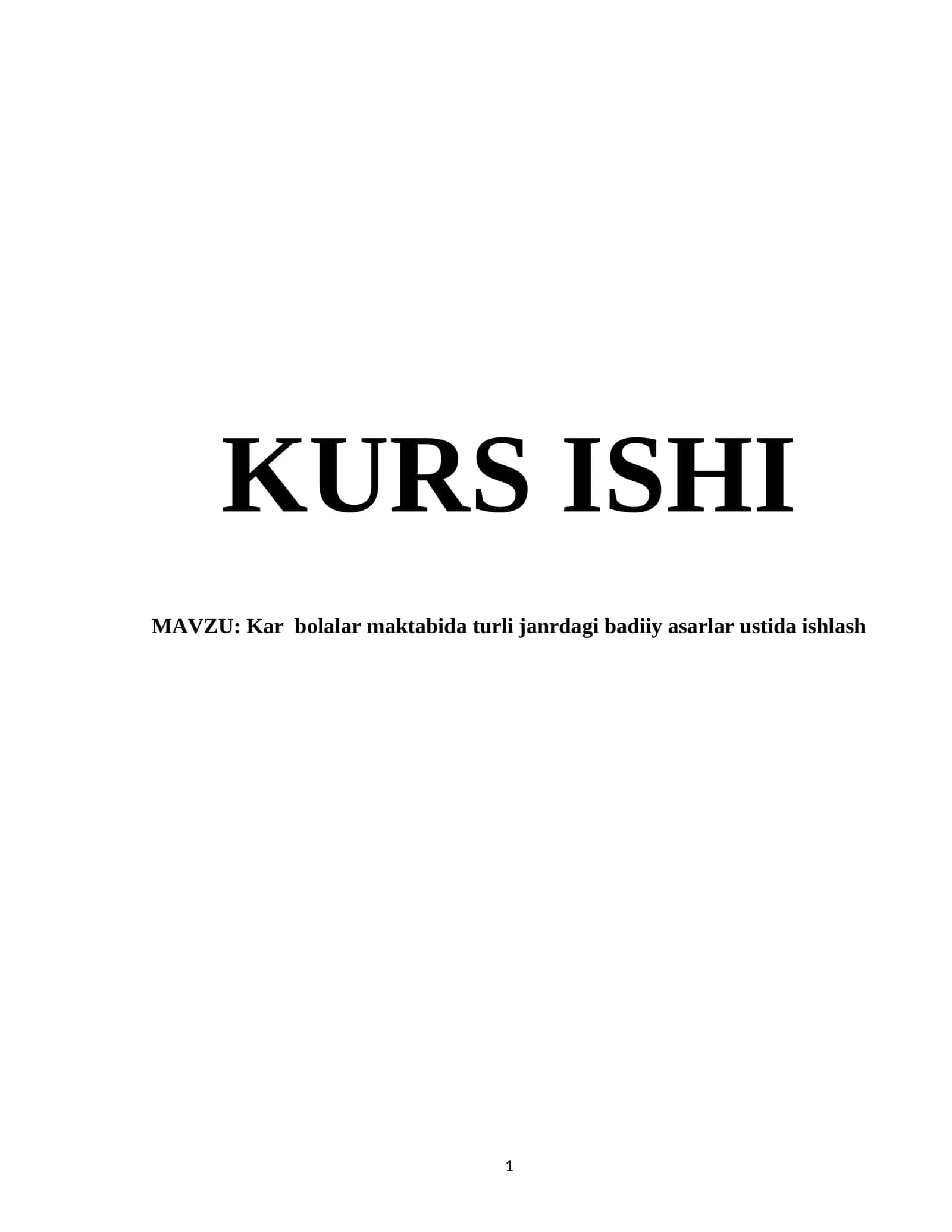 Kar bolalar maktabida turli janrdagi badiiy asarlar ustida ishlash 1