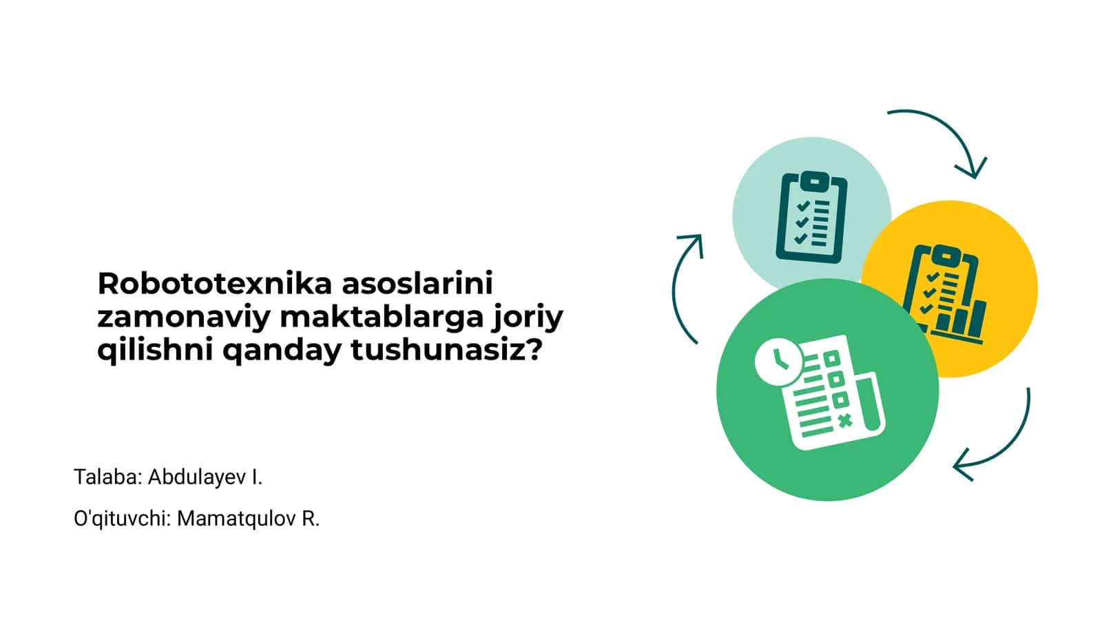 Robototexnika asoslarini zamonaviy maktablarga joriy qilish 1
