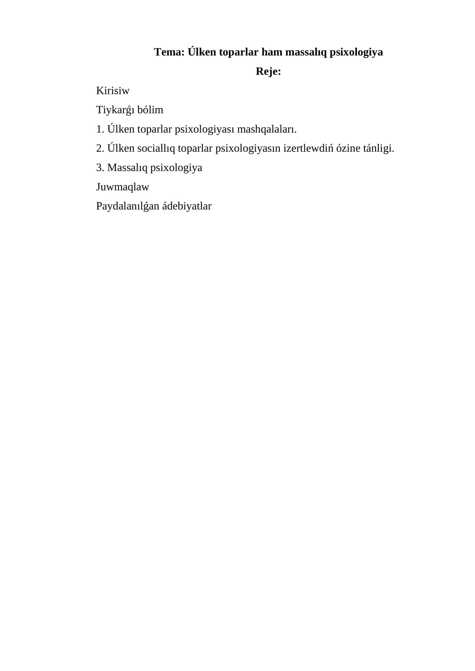 Úlken toparlar ham massalıq psixologiya 1