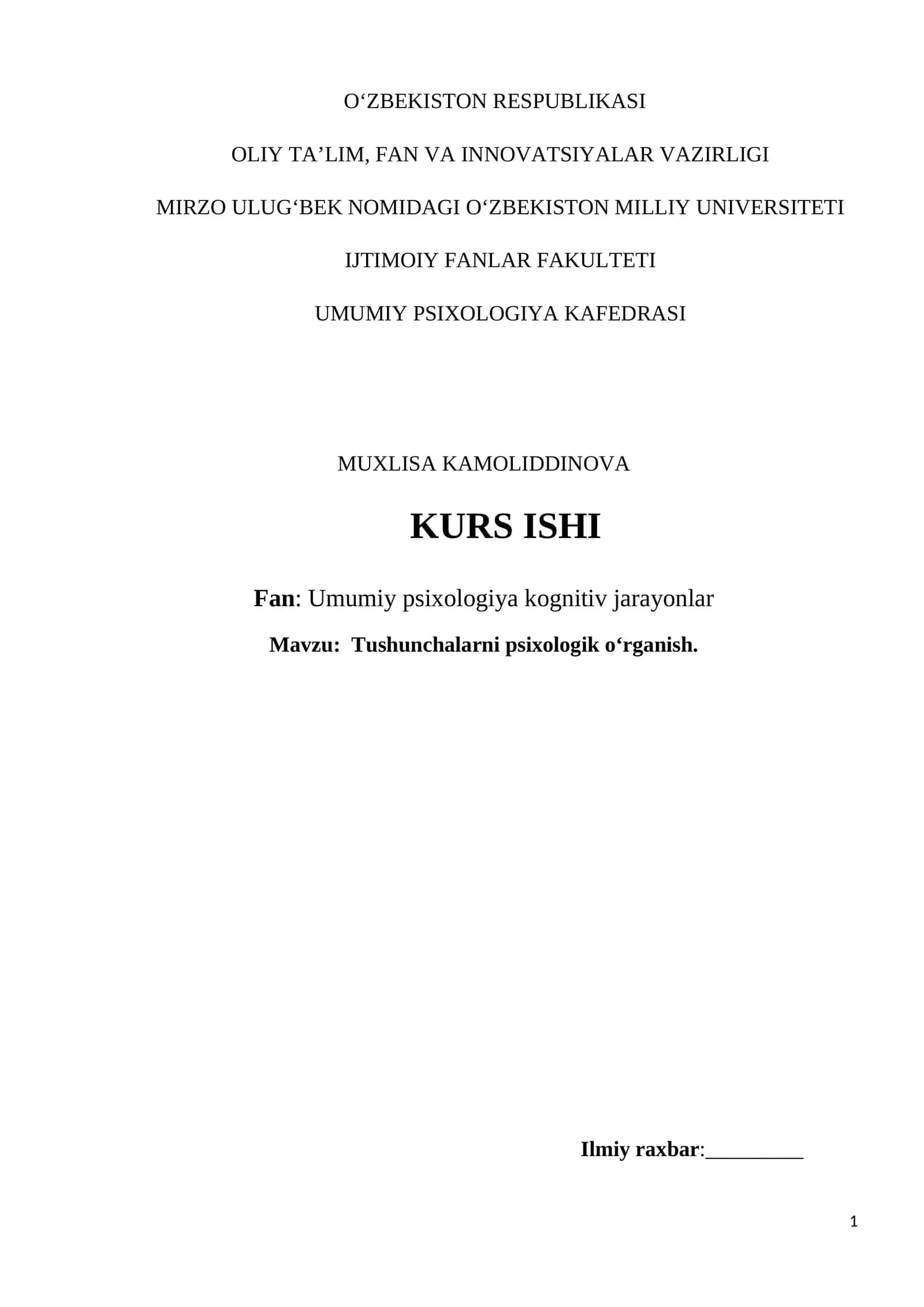 Tushunchalarni psixologik o‘rganish 1