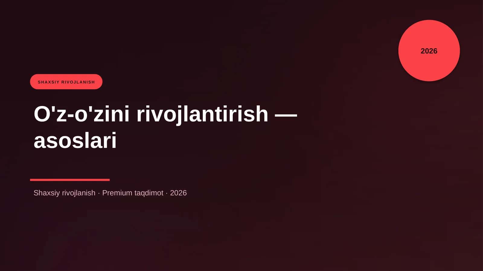 O'z-o'zini rivojlantirish 1