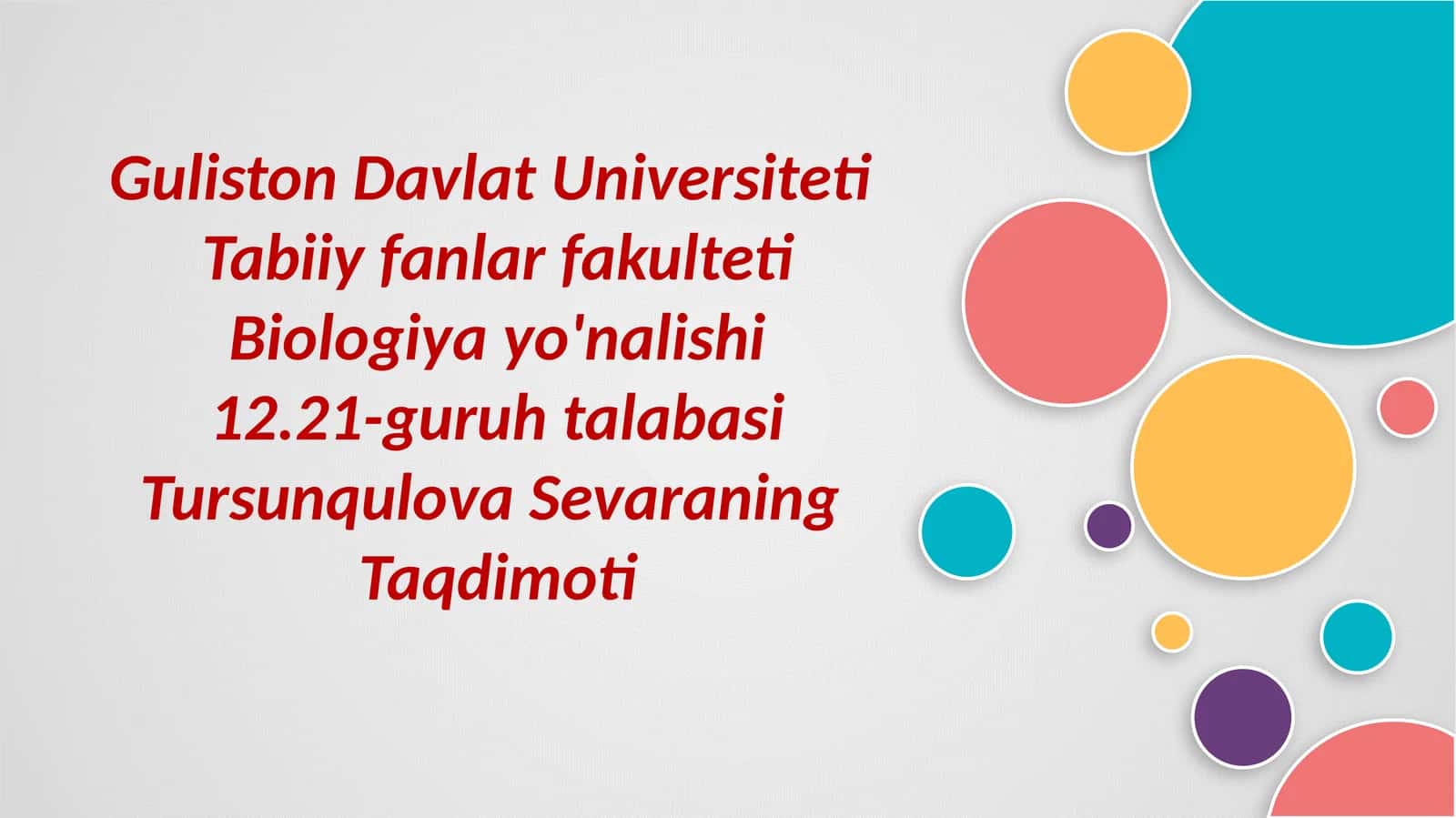 Taqdimoti: Biologiya Yurak Qontomirtizimi 1