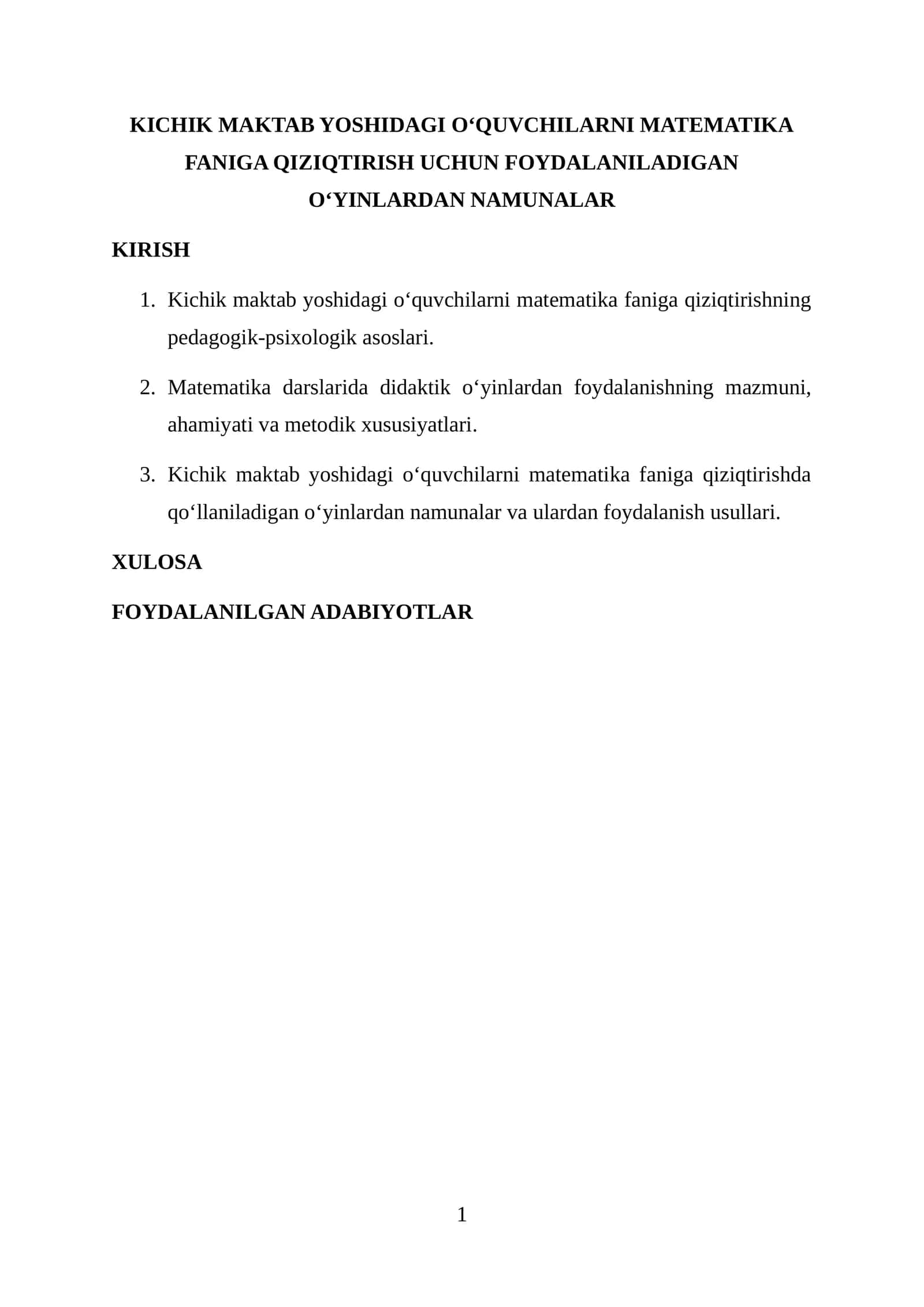 O‘quvchilarni Matematika Faniga Qiziqtirish Uchun O‘yinlar 1