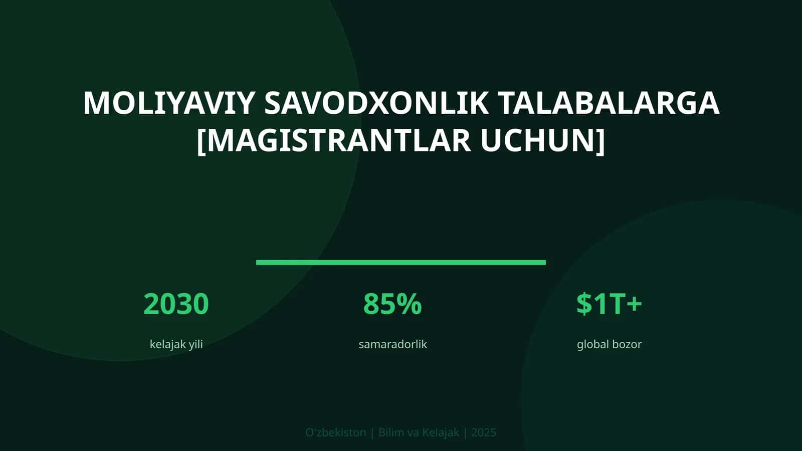 Moliyaviy savodxonlik talabalarga [magistrantlar uchun] 1