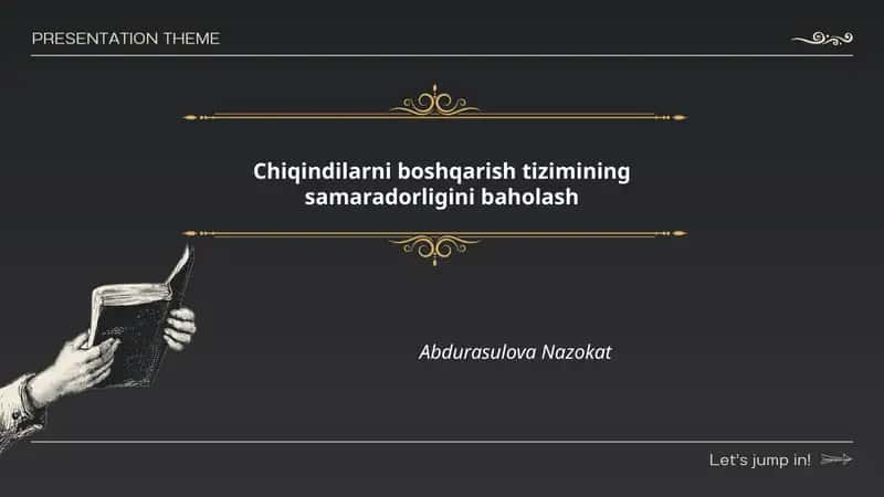 Chiqindilarni boshqarish tizimining samaradorligini baholash 1