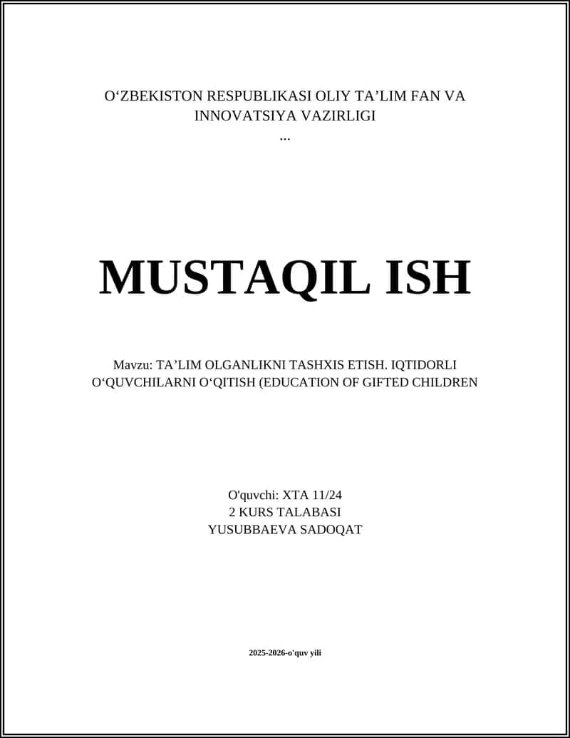 Iqtidorni aniqlashning psixodiagnostik usullari 1