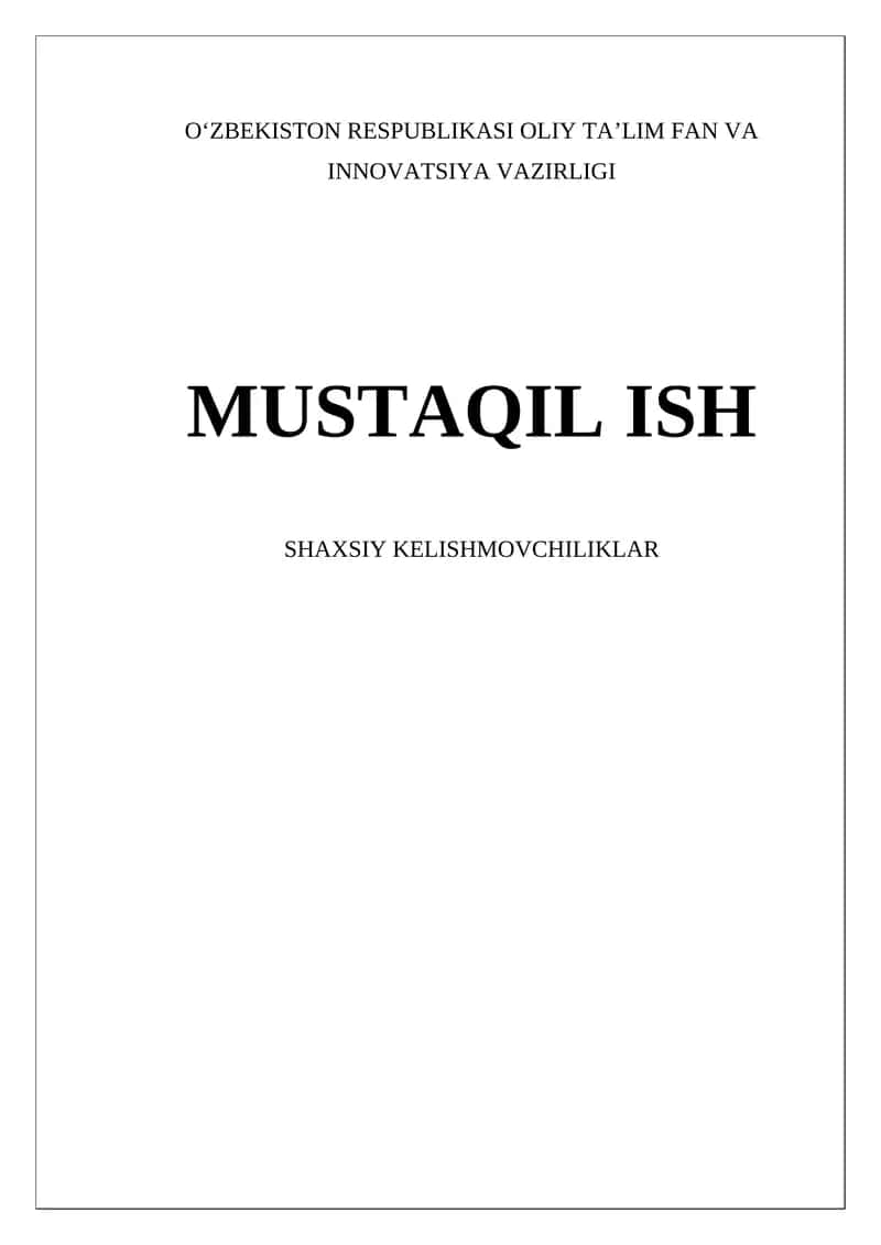 Shaxsiy kelishmovchiliklar 1