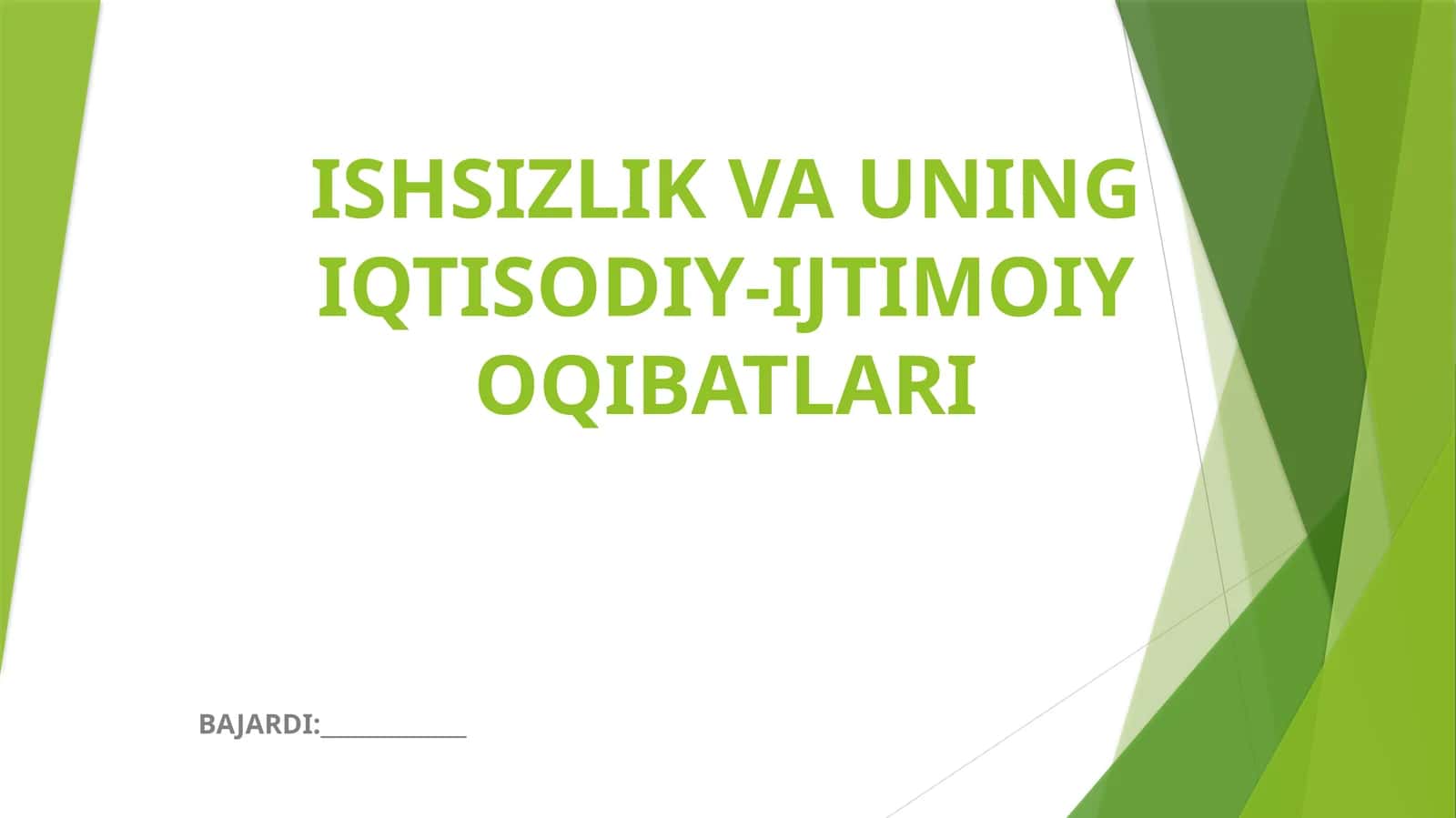 ISHSIZLIK VA UNING IQTISODIY-IJTIMOIY OQIBATLARI 1