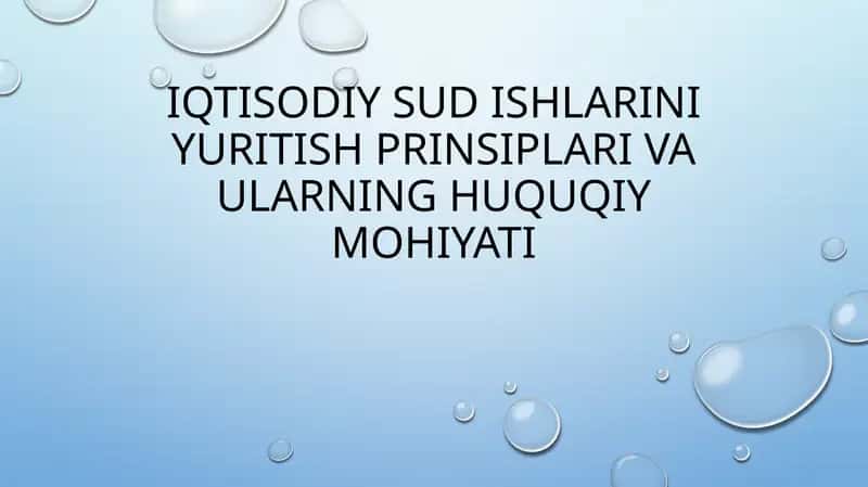 Iqtisodiy sud ishlarini yuritish prinsiplari va ularning huquqi yohiyati 1
