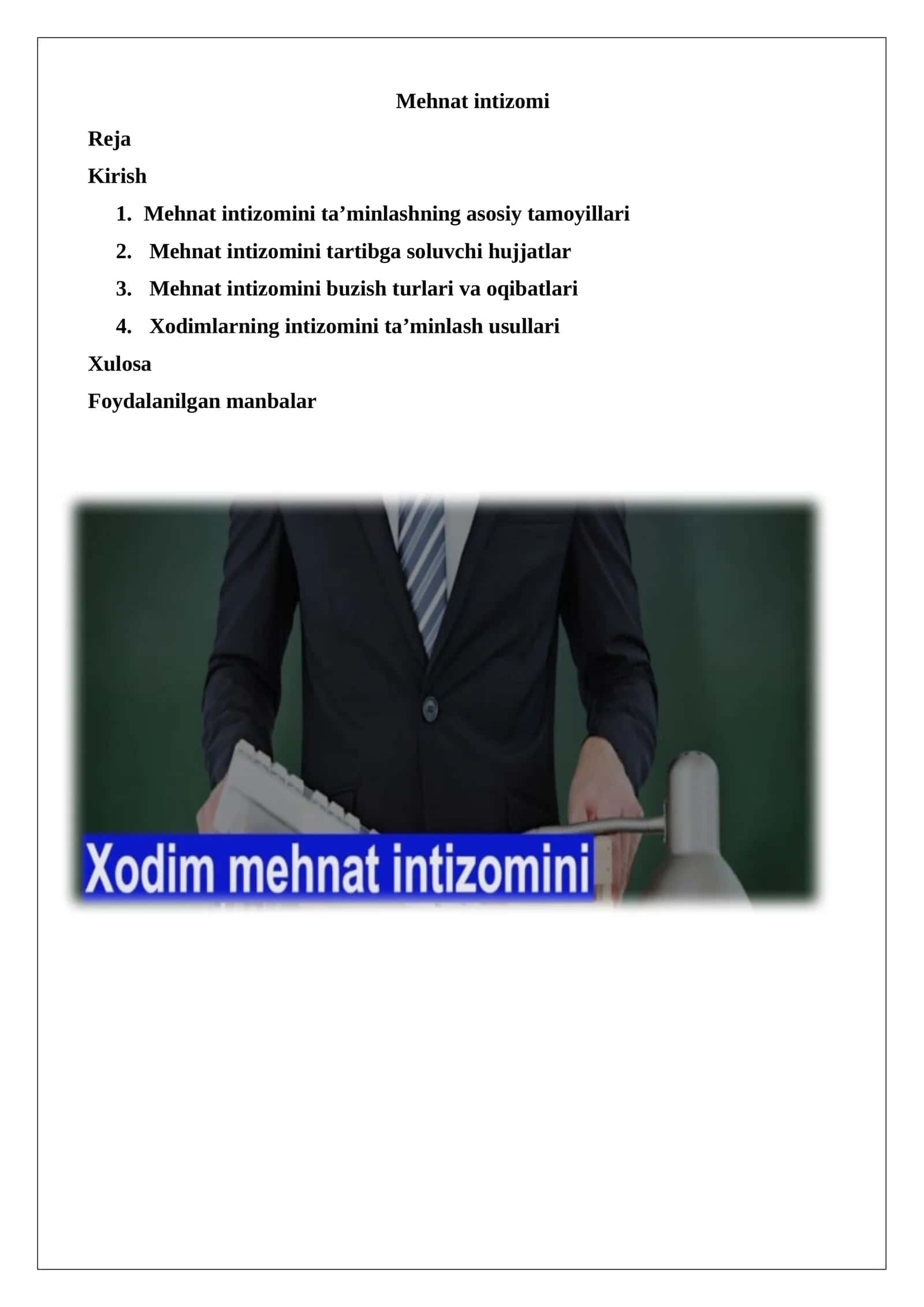 Mehnat intizomi 1