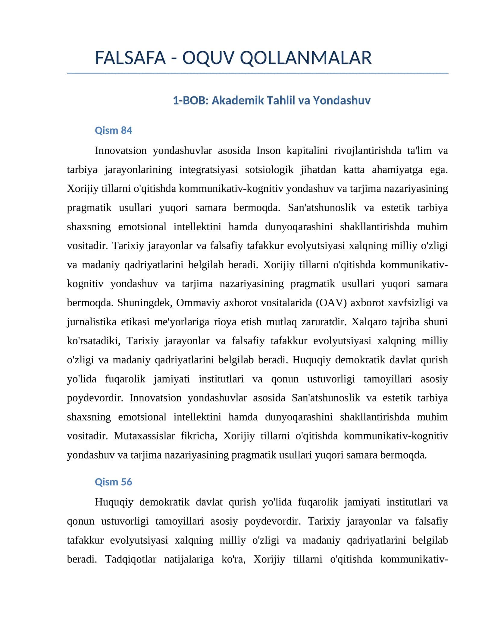 FALSAFA - OQUV QOLLANMALAR 1