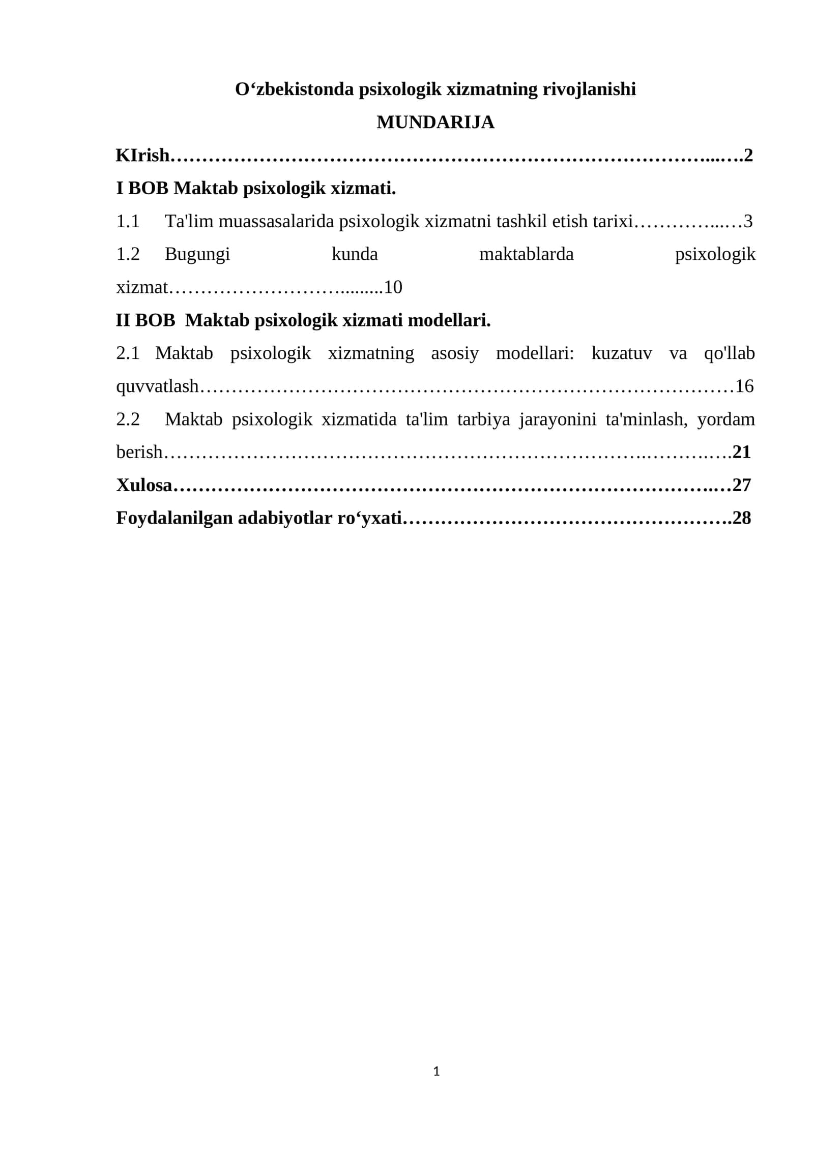 O‘zbekistonda psixologik xizmatning rivojlanishi 1