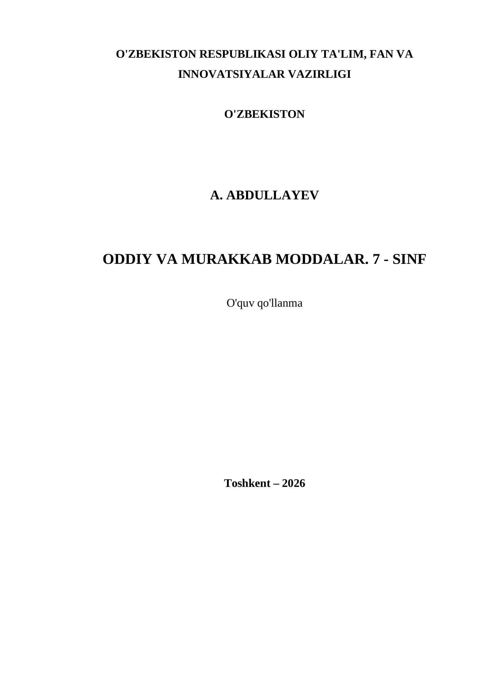 ODDDIY VA MURAKKAB MODDALAR. 7 - SINF 1
