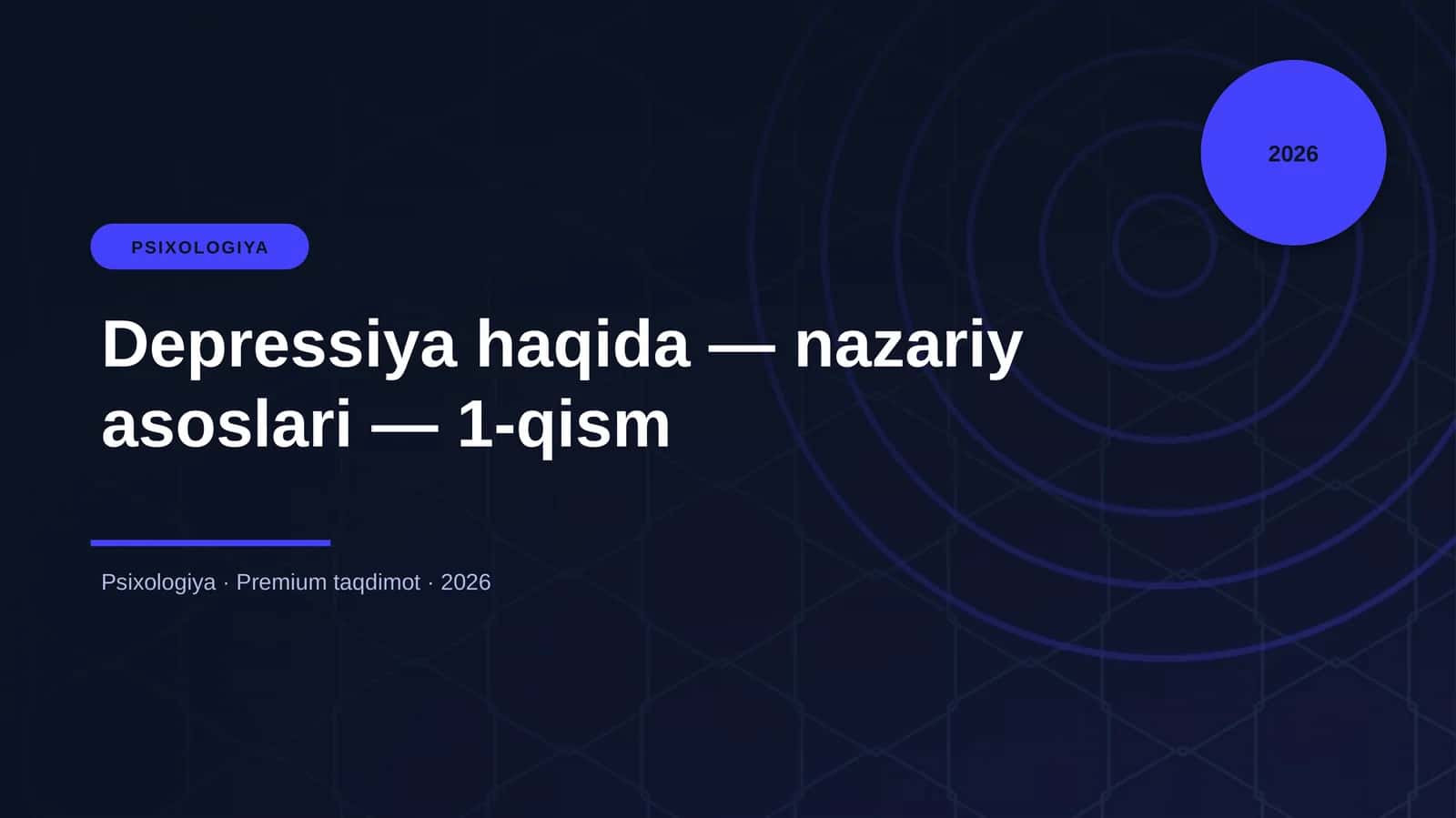 Depressiya haqida — nazariy asoslari — 1-qism 1