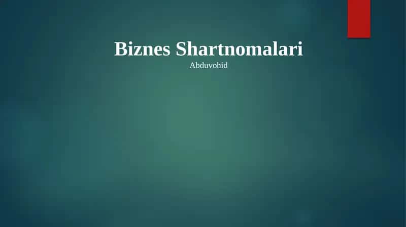 Biznes Shartnomalari 1