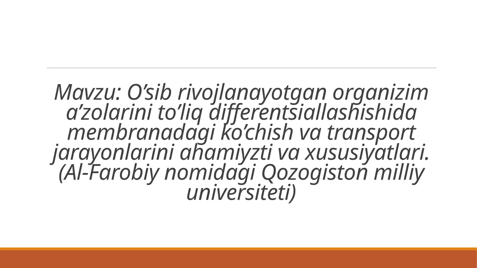 Hujayra membranasi tuzilishi va transport jarayonlari 1