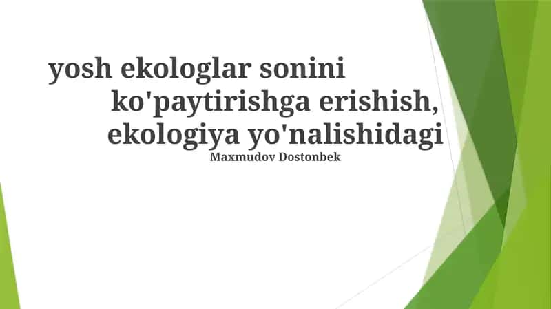 Ekologiya sohasiga yoshlarni jalb qilish strategiyasi 1