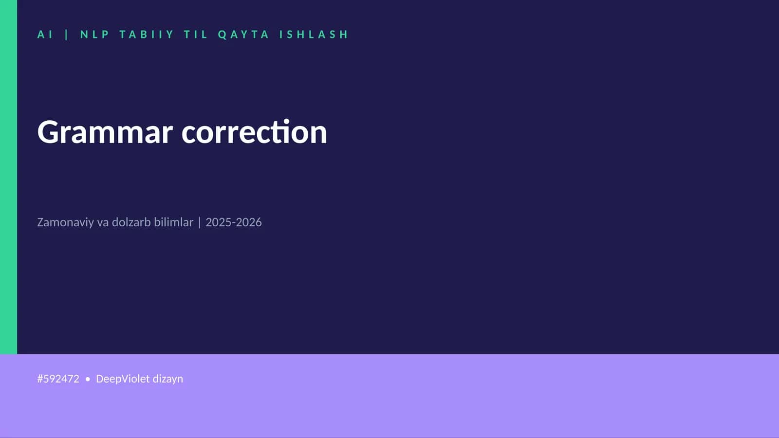 Grammar correction — NLP Tabiiy Til Qayta Ishlash 1