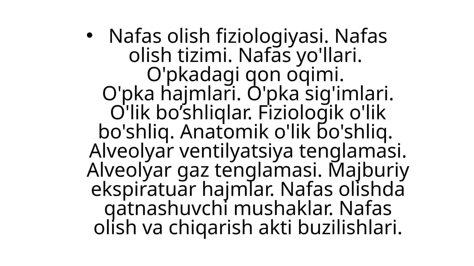 Nafasolish fiziologiyasi 1