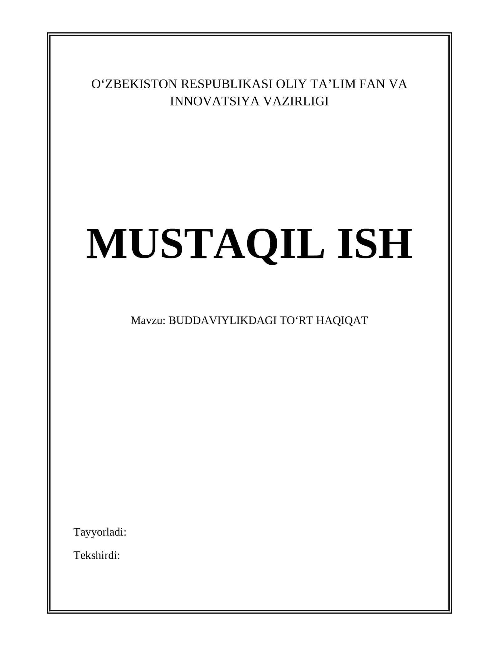 BUDDAVIYLIKDAGI TOʻRT HAQIQAT 1