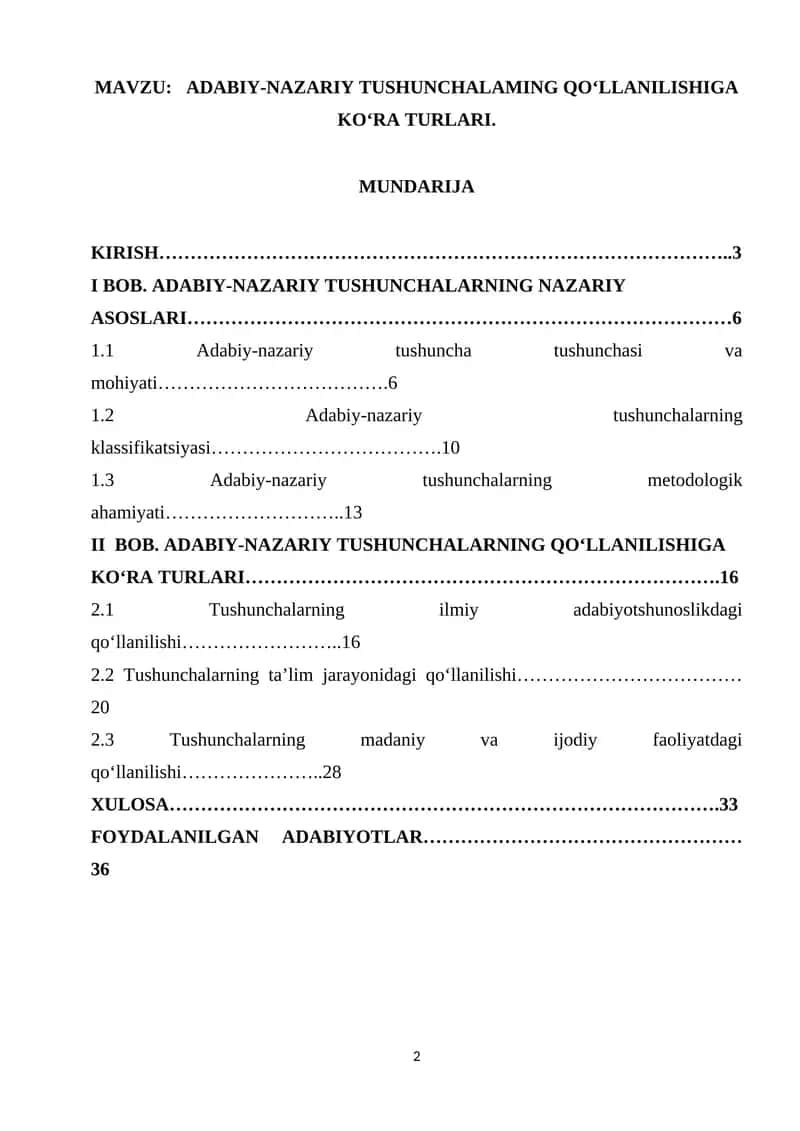 ADABIY-NAZARIY TUSHUNCHALAMING QO‘LLANILISHIGA KO‘RA TURLARI 1