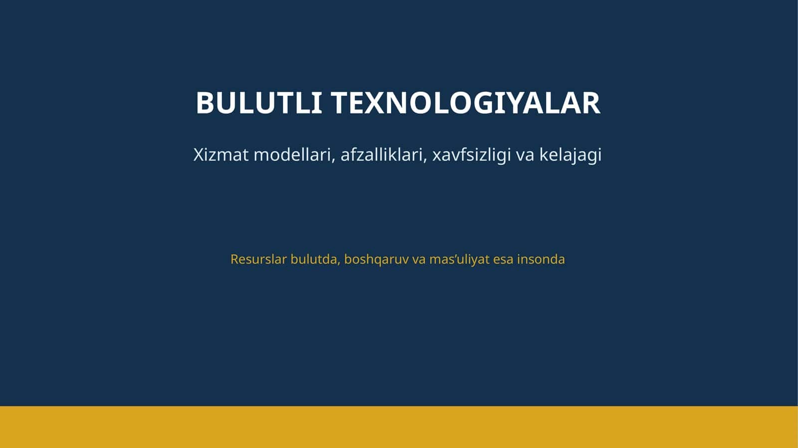 BULUTLI TEXNOLOGIYALAR 1