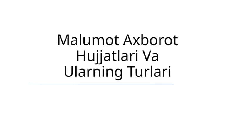 Kirish Ma'lumot va Hujjatlari 1