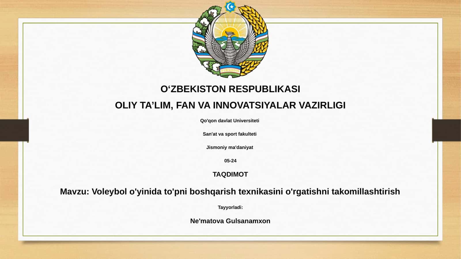 Voleybol o'yinida to'pni boshqarish texnikasini o'rgatishni takomillashtirish 1