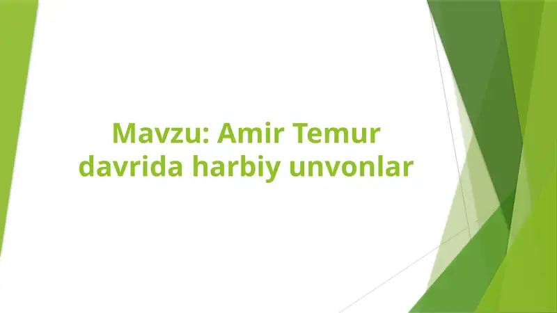Amir Temur davrida harbiy unvonlar 1