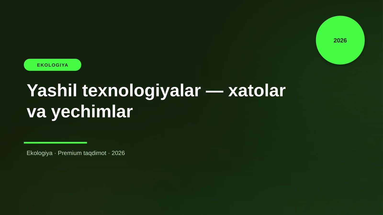 Yashil texnologiyalar — xatolar va yechimlar 1