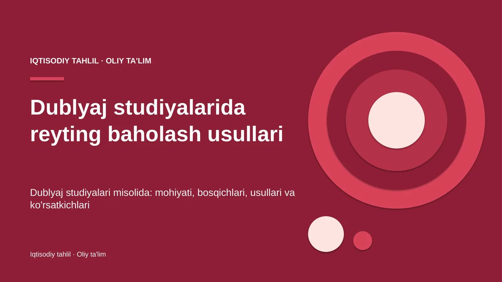 Dublyaj studiyalarida reyting baholash usullari 1