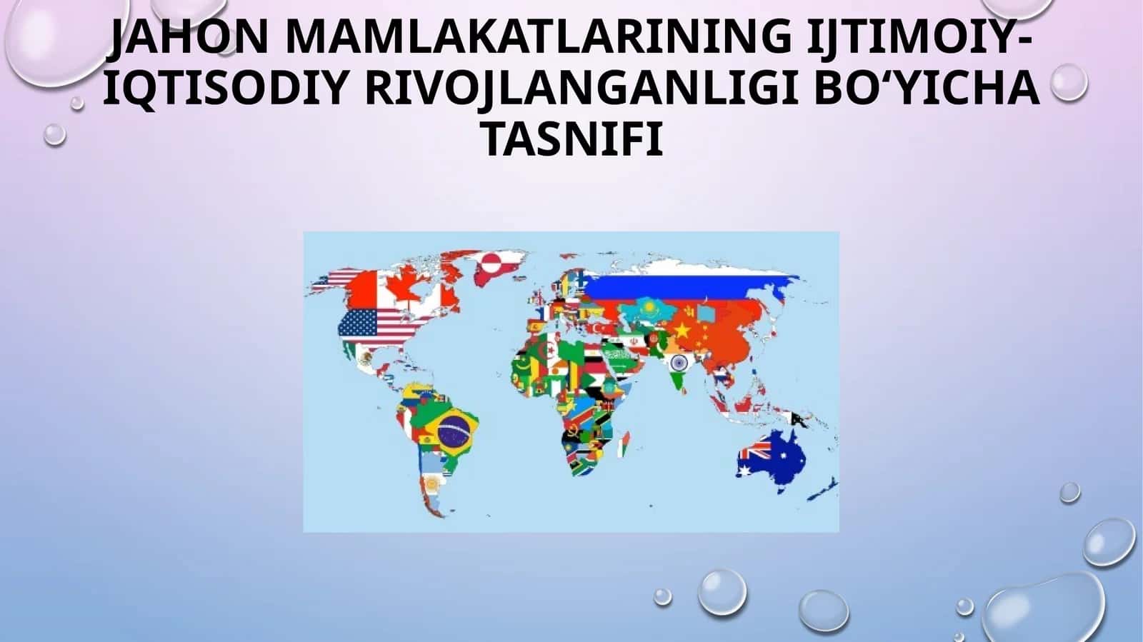 Jahon mamlakatlarining ijtima-yiqtisodiy rivojlanishi bo'yicha tashkilotlashgan imtiyoznoma 1