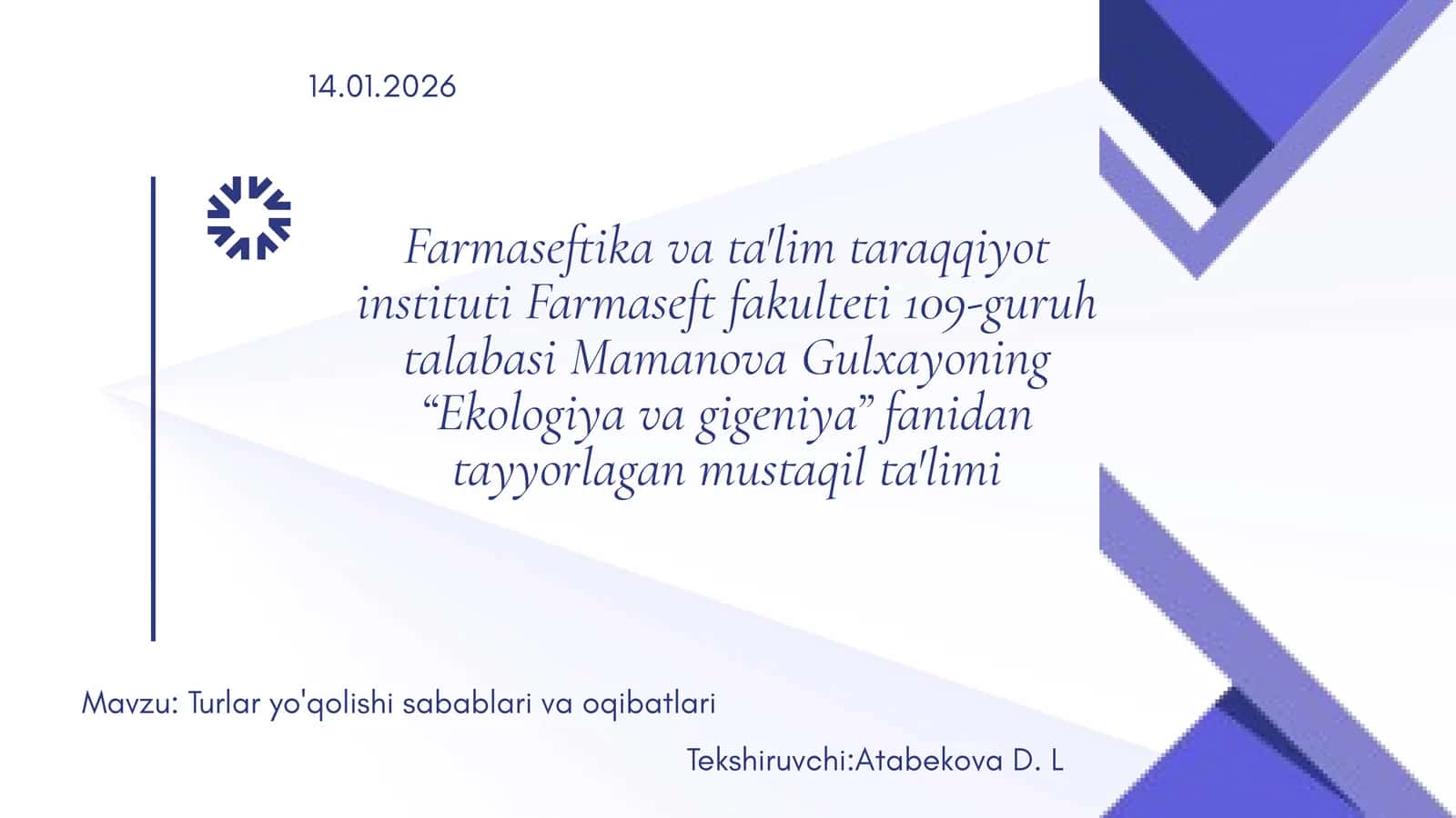Turlar yo'qolishi sabablari va oqibatlari 1