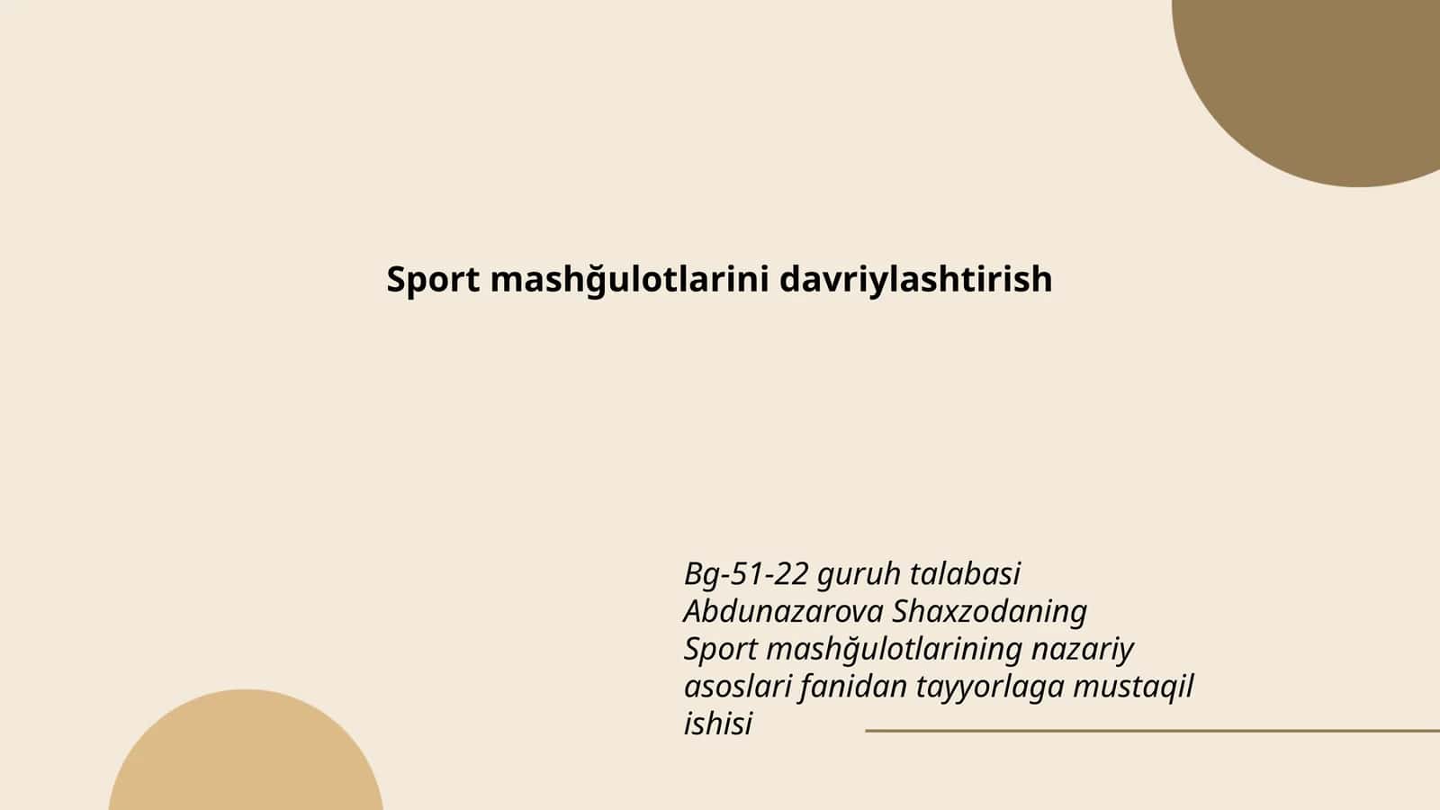 Sport mashğulotlarini davriylashtirish 1