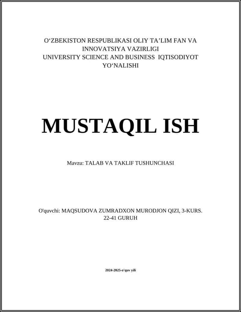 TALAB VA TAKLIF TUSHUNCHASI 1