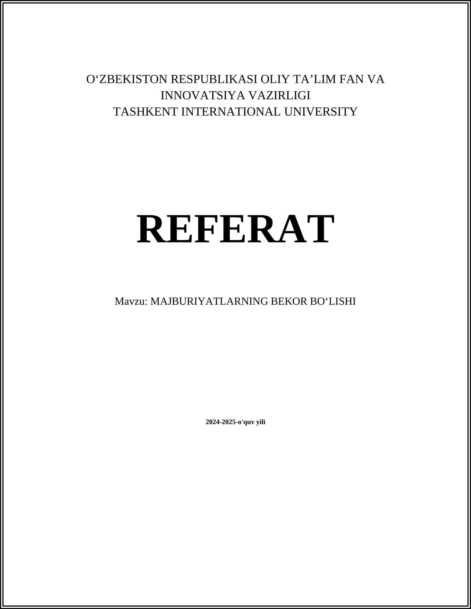 MAJBURIYATLARNING BEKOR BOʻLISHI 1