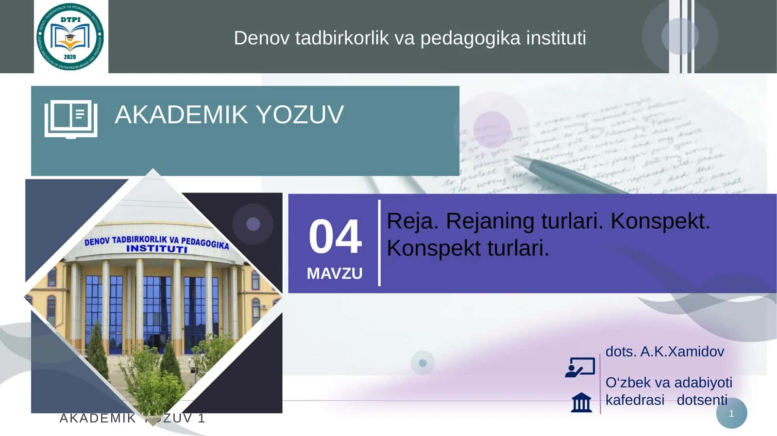 AKADEMIK YOZUV 1