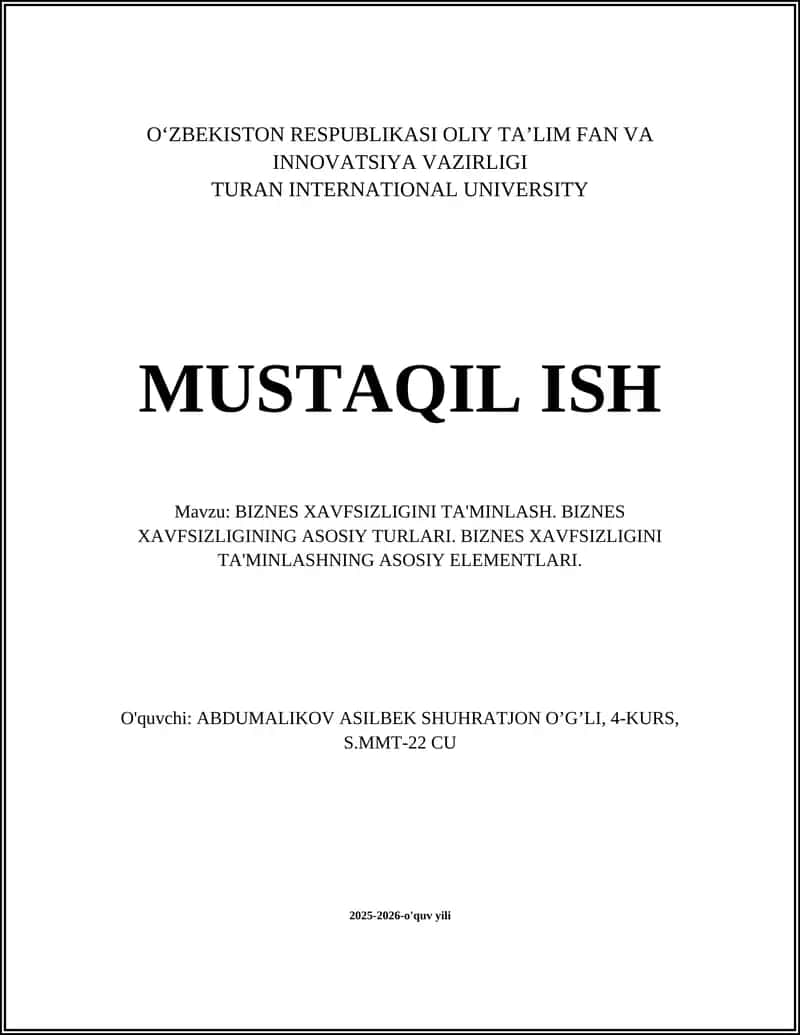 BIZNES XAVFSIZLIGINI TA'MINLASH 1