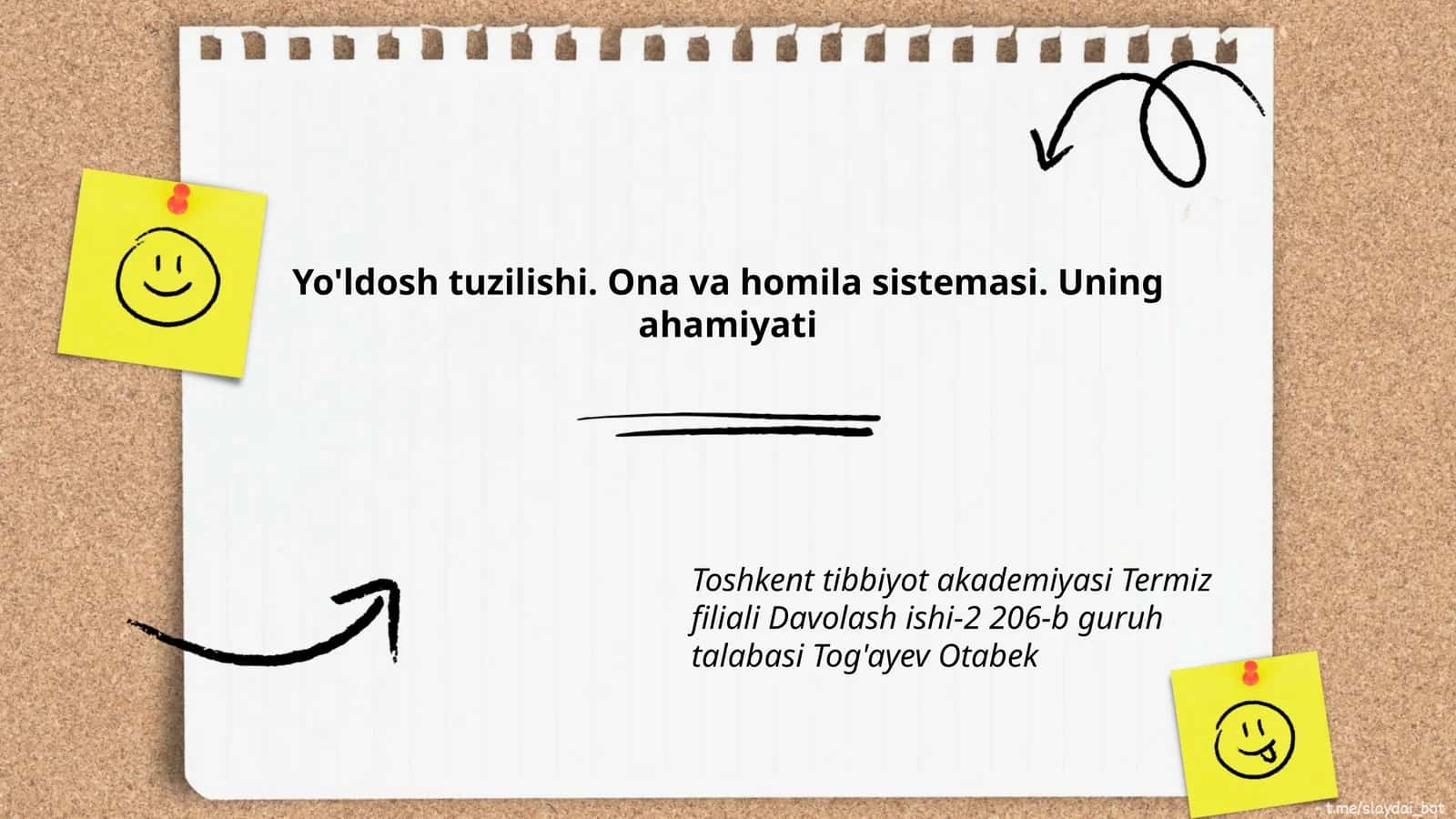 Yo'ldosh tuzilishi. Ona va homila sistemasi. Uning ahamiyati 1